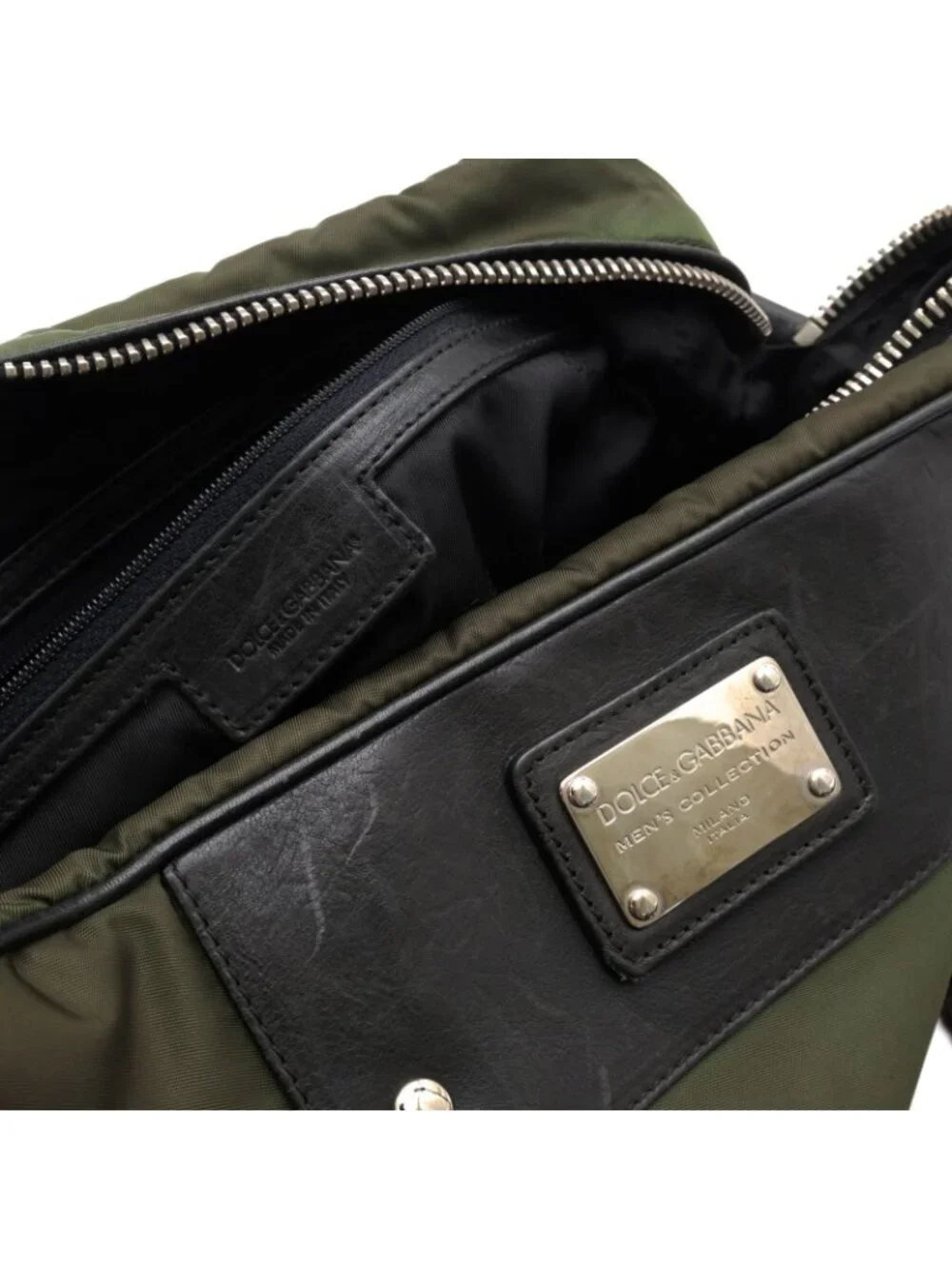 Dolce & Gabbana Shoulder Bag Nylon Leather Olive Khaki
